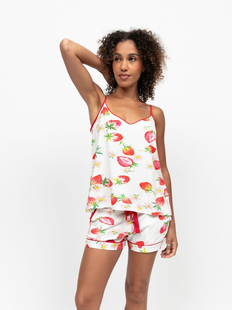 Cyberjammies Red Strawberry Printed Jersey Cami And Shorts - Image 2 of 4
