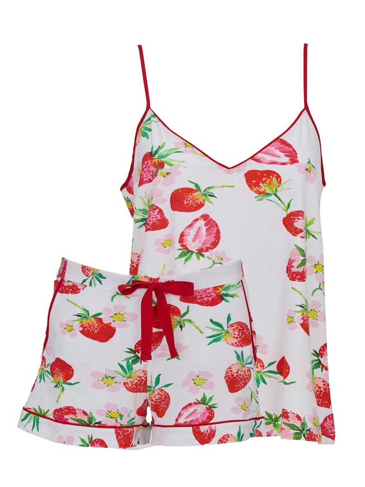 Cyberjammies Red Strawberry Printed Jersey Cami And Shorts - Image 4 of 4