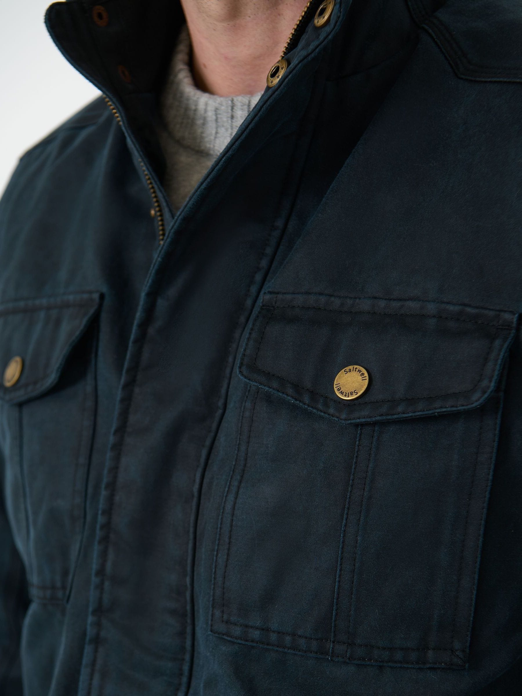 Buy Saltwell Blue Cotton Harrington Jacket from Next USA