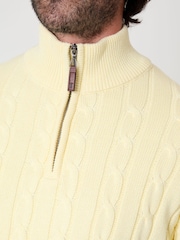 Saltwell Yellow Cable Knit Quarter Zip Jumper - Image 4 of 4
