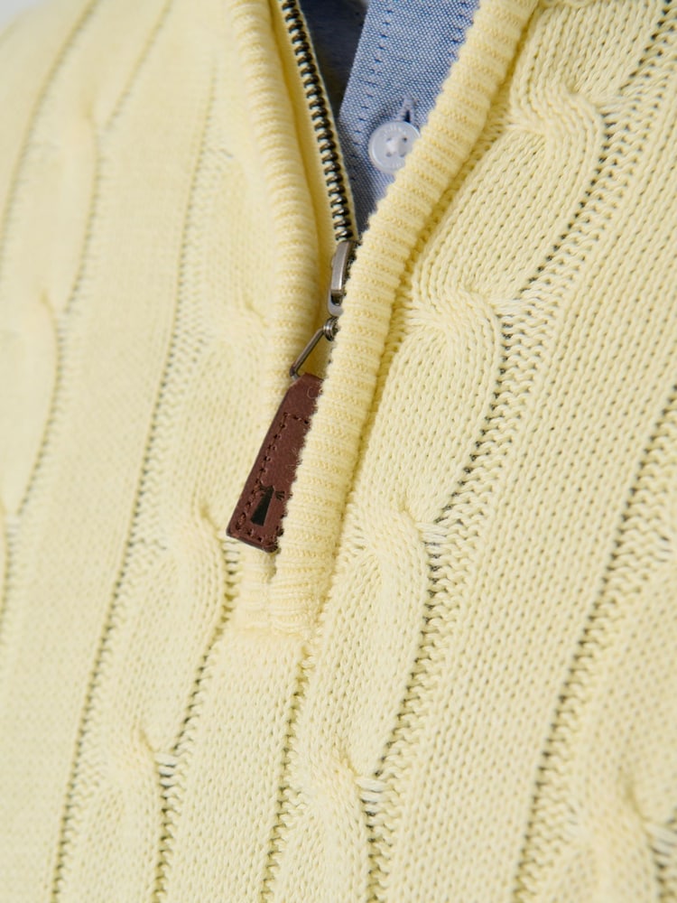 Saltwell Yellow Cable Knit Quarter Zip Jumper - Image 5 of 5