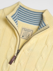 Saltwell Yellow Cable Knit Quarter Zip Jumper - Image 6 of 6