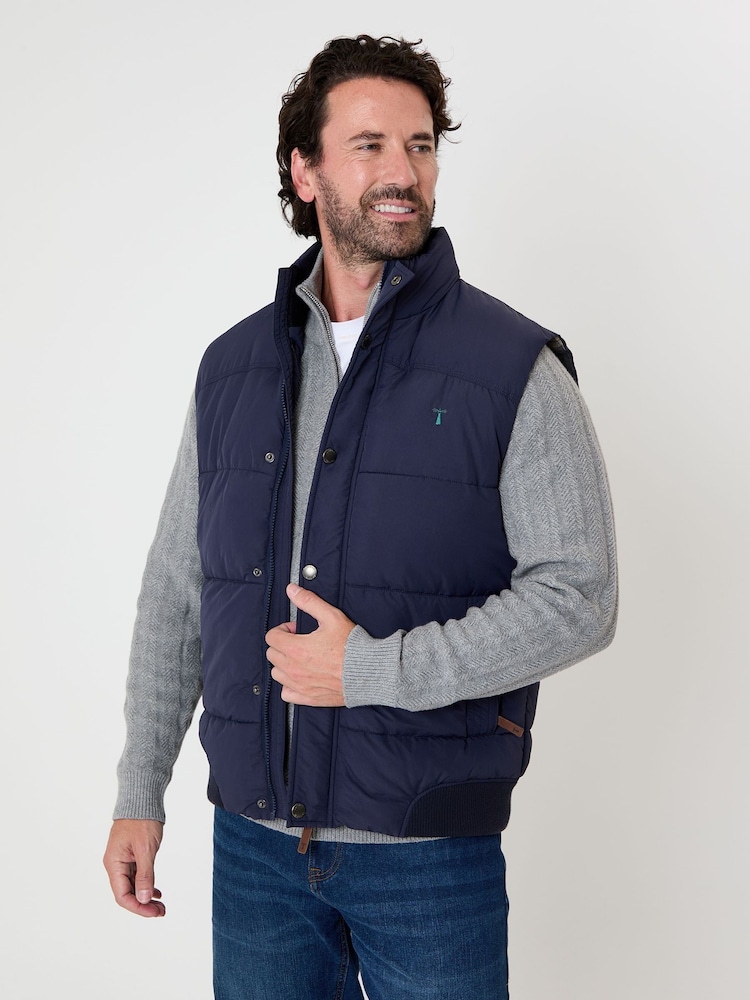 ブルー - Saltwell Stitch Detail Quilted Gilet - 画像 1 / 5