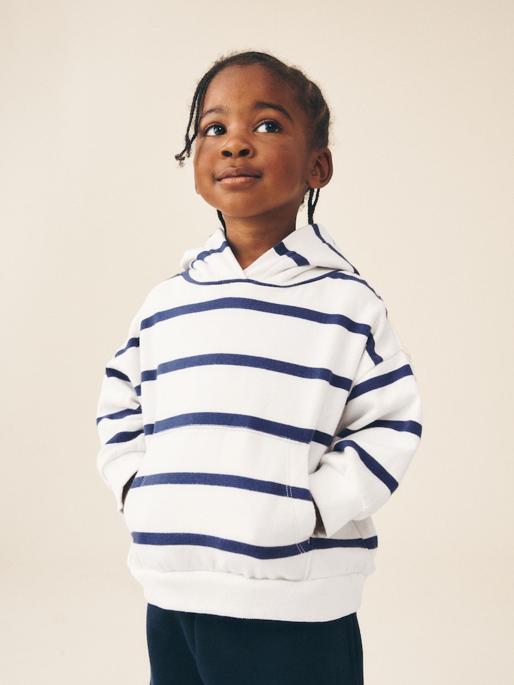 Navy/White Stripe Hoodie (3mths-7yrs) - Image 1 of 7 Navy/White Stripe Hoodie (3mths-7yrs) - Image 1 of 7