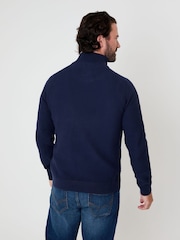 Saltwell Dark Navy Textured Quarter Zip Jumper - Image 2 of 4