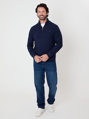 Saltwell Dark Navy Textured Quarter Zip Jumper - Image 3 of 4