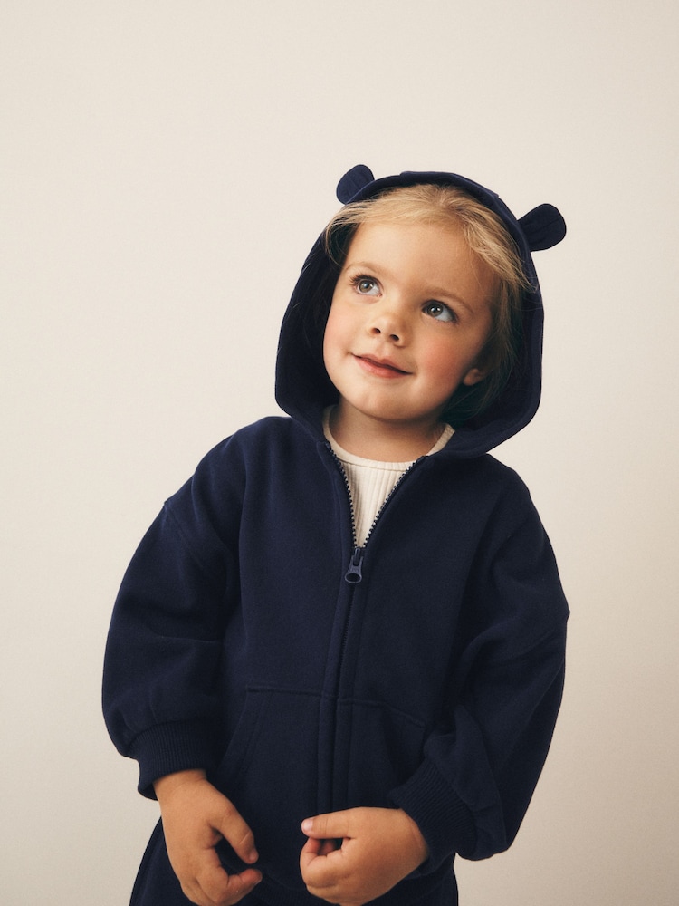 Navy Zip Through Hoodie (3mths-7yrs) - Image 1 of 8 Navy Zip Through Hoodie (3mths-7yrs) - Image 1 of 8