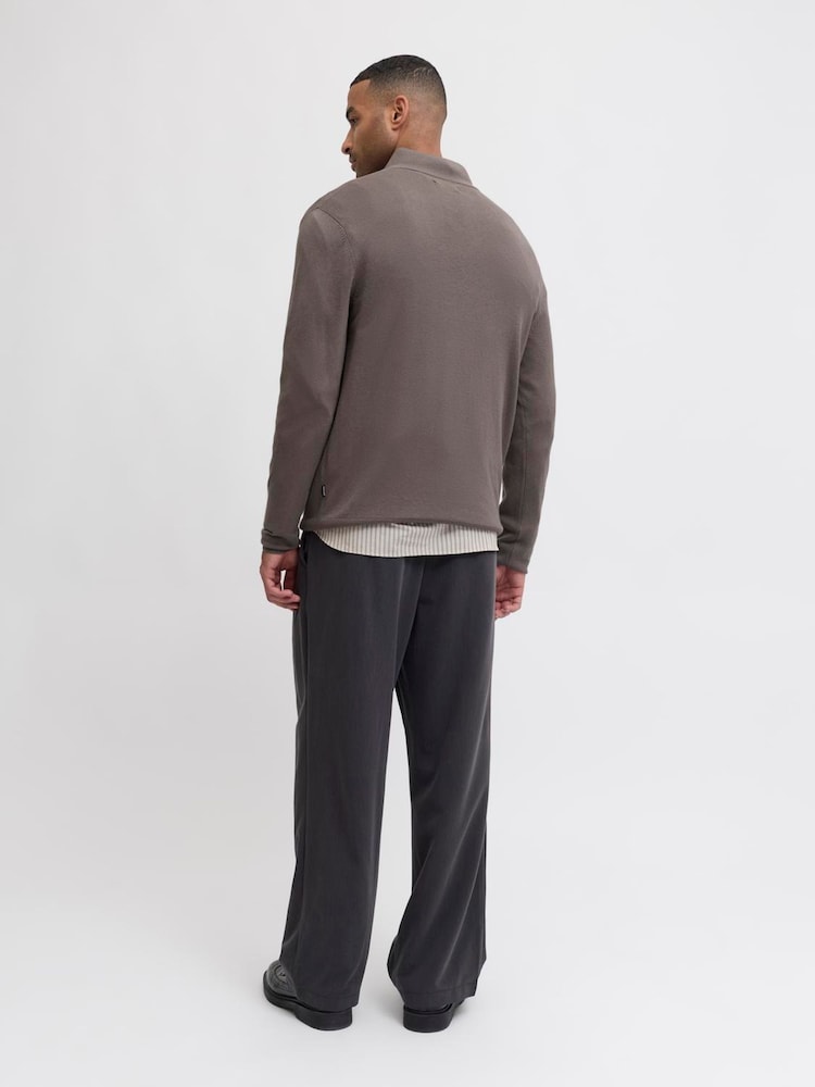 JACK & JONES Grey Emil Half Zip Jumper - Image 2 of 5 JACK & JONES Grey Emil Half Zip Jumper - Image 2 of 5