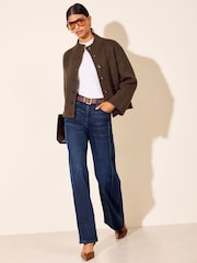 Friends Like These Neutral Knitted Bomber Cardigan - Image 2 of 5