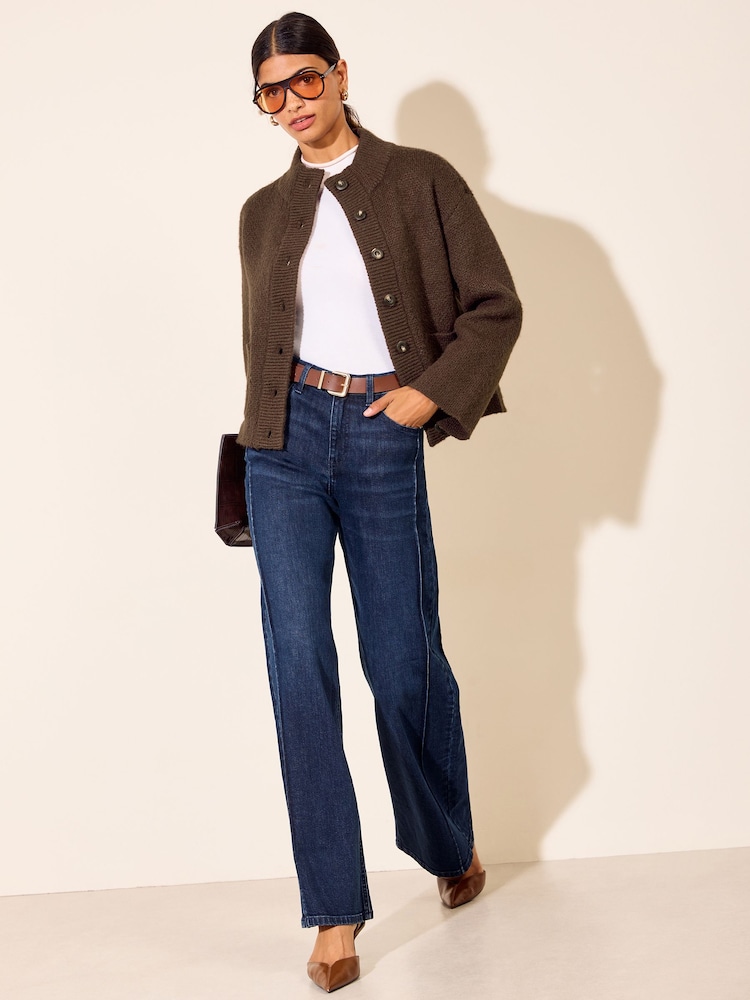 Friends Like These Neutral Knitted Bomber Cardigan - Image 2 of 5