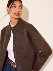 Friends Like These Neutral Knitted Bomber Cardigan - Image 3 of 5
