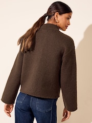 Friends Like These Neutral Knitted Bomber Cardigan - Image 4 of 5
