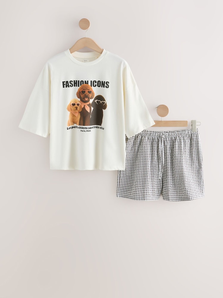 Cream Dogs Short Set Pyjamas - Image 1 of 4 Cream Dogs Short Set Pyjamas - Image 1 of 4