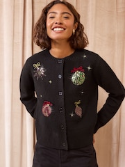 Friends Like These Black Bauble Detail Knit Cardigan - Image 4 of 5