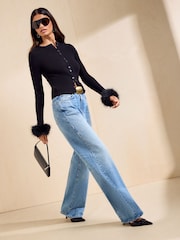 Itim - Friends Like These Fur Trim Cardigan - Larawan 3 ng 6