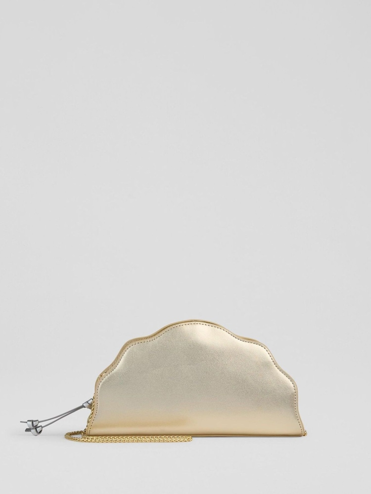 LK Bennett Metallic Suzy Scallop Clutch Bag - Image 1 of 3