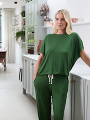 Cyberjammies Green Slouch Jersey Capslv Pyjama Set - Image 1 of 2