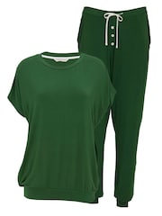 Cyberjammies Green Slouch Jersey Capslv Pyjama Set - Image 2 of 2
