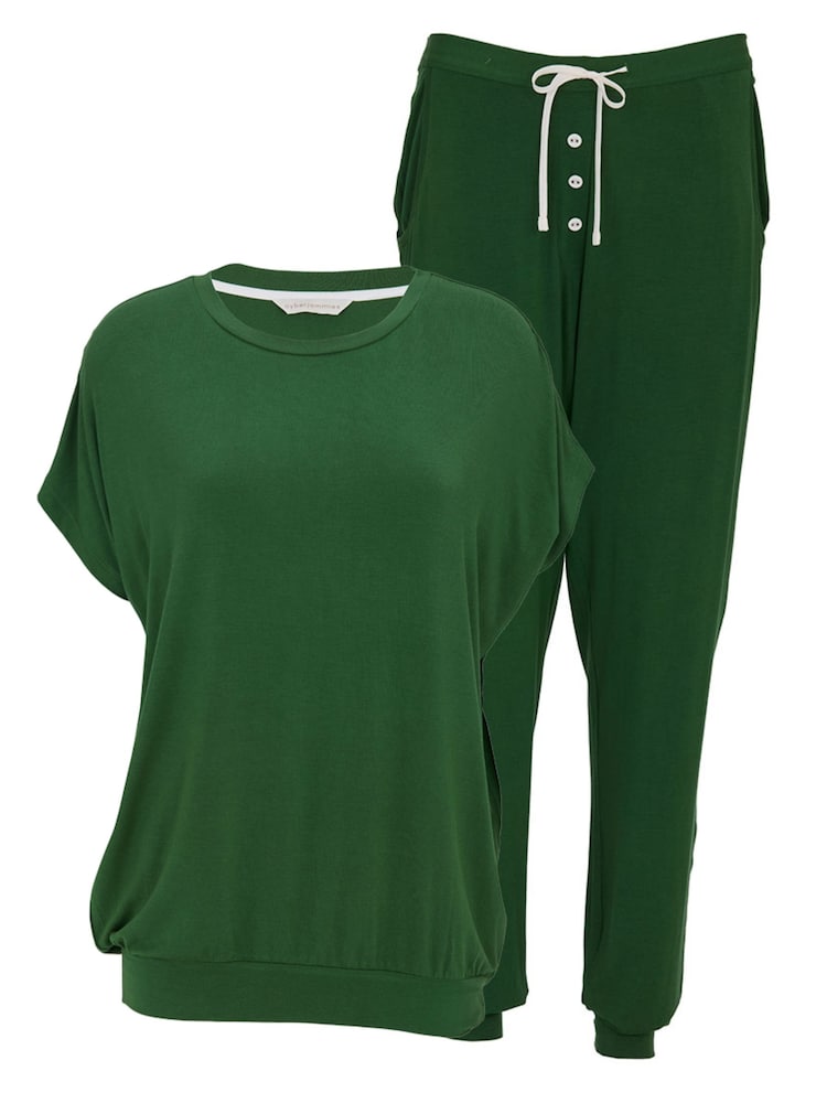 Cyberjammies Green Slouch Jersey Capslv Pyjama Set - Image 2 of 2