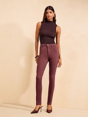 Friends Like These Berry Red High Waisted Zip Front Jeans - Image 1 of 5