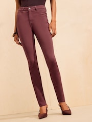 Friends Like These Berry Red High Waisted Zip Front Jeans - Image 2 of 5