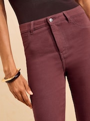 Friends Like These Berry Red High Waisted Zip Front Jeans - Image 3 of 5