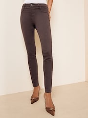 Friends Like These Chocolate Brown High Waisted Zip Front Jeans - Image 1 of 6