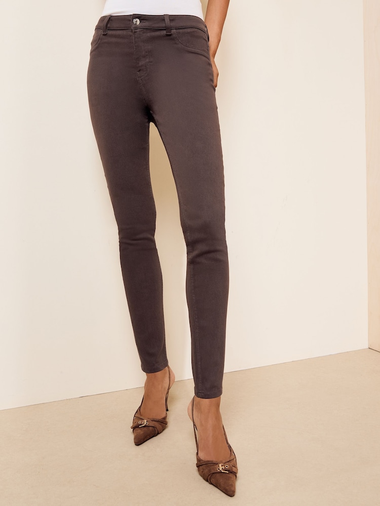 Friends Like These Chocolate Brown High Waisted Zip Front Jeans - Image 1 of 6