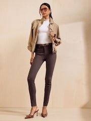 Friends Like These Chocolate Brown High Waisted Zip Front Jeans - Image 2 of 6