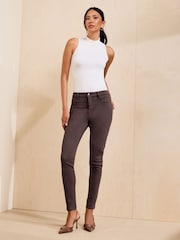 Friends Like These Chocolate Brown High Waisted Zip Front Jeans - Image 4 of 6