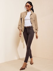 Friends Like These Chocolate Brown High Waisted Zip Front Jeans - Image 5 of 6