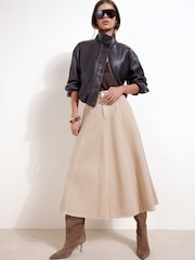 Pedra - Friends Like These Denim Seamed A Line Midi Skirt - Imagem 1 de 5