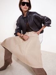 Pedra - Friends Like These Denim Seamed A Line Midi Skirt - Imagem 3 de 5