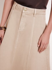Pedra - Friends Like These Denim Seamed A Line Midi Skirt - Imagem 4 de 5