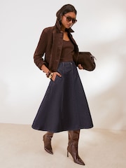 Enxaguar e lavar - Friends Like These Denim Seamed A Line Midi Skirt - Imagem 1 de 5