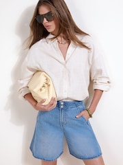 Friends Like These na Double Button Denim A Line Longline Jort Shorts - Larawan 1 ng 5