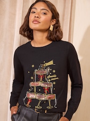 Friends Like These Black Drinks Christmas Jumper - Image 1 of 5