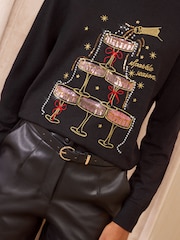 Friends Like These Black Drinks Christmas Jumper - Image 2 of 5