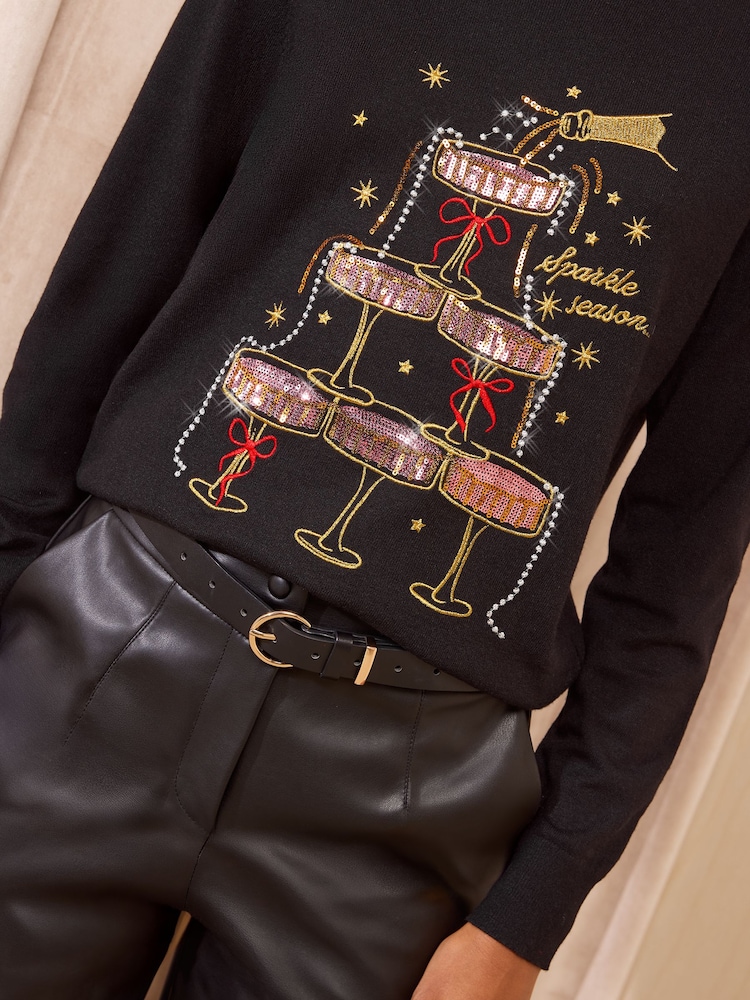 Friends Like These Black Drinks Christmas Jumper - Image 2 of 5 Friends Like These Black Drinks Christmas Jumper - Image 2 of 5