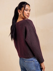 Friends Like These Aubergine Purple Slash Neck Jumper - Image 5 of 5