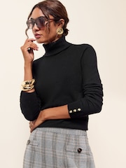 Friends Like These Black Roll Neck Knit Jumper - Image 3 of 5