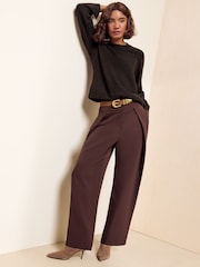 Friends Like These Chocolate Brown Crew Neck Seam Detail Jumper - Image 2 of 6