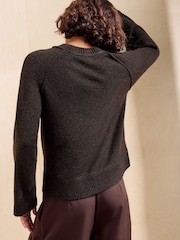Friends Like These Chocolate Brown Crew Neck Seam Detail Jumper - Image 6 of 6