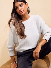 Friends Like These Grey Slash Neck Jumper - Image 1 of 6