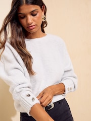 Friends Like These Grey Slash Neck Jumper - Image 2 of 6