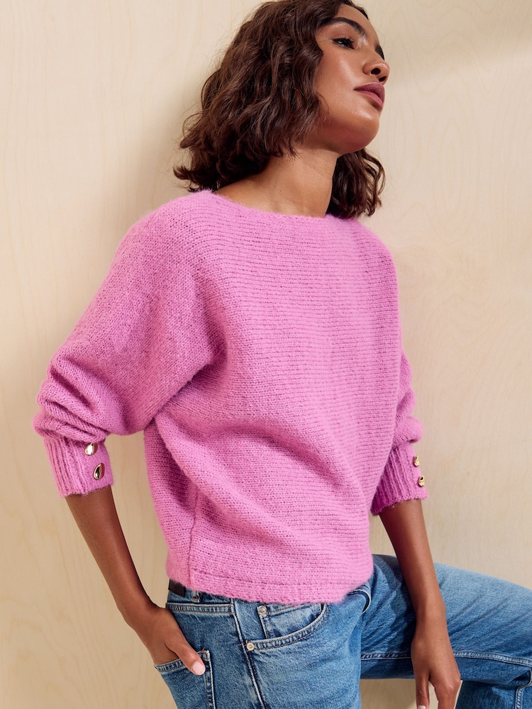 Friends Like These Pink Slash Neck Jumper - Image 1 of 5