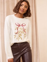 Friends Like These Cream Eyelash Christmas Jumper - Image 2 of 4