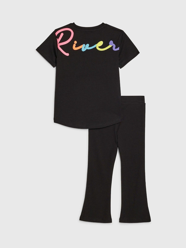 River Island Black River T-Shirt & Kickflare Set - Image 1 of 3