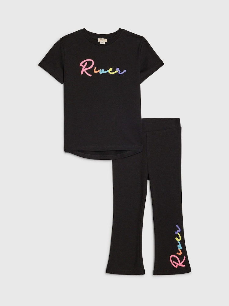 River Island Black River T-Shirt & Kickflare Set - Image 2 of 3