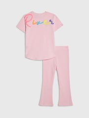 River Island Pink River T-Shirt & Kickflare Set - Image 3 of 3
